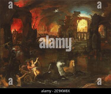 Vintage art depicting Hell, demons, angels etc Stock Photo