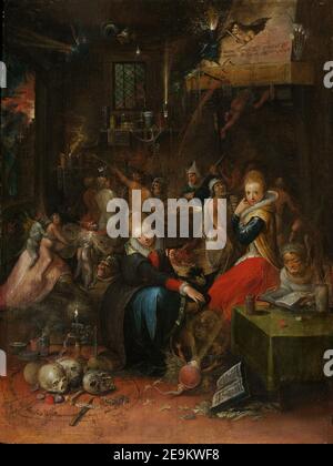 Vintage art depicting Hell, demons, angels etc Stock Photo