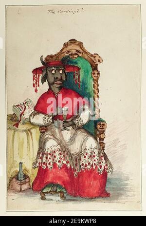 Vintage art depicting Hell, demons, angels etc Stock Photo