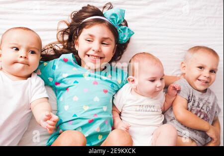 the large family loves to spend time together Stock Photo