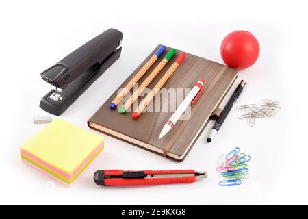 Office supplies - Stationery items for branding Stock Photo