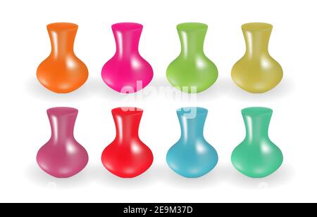 Realistic 3d Vase design element collection set. Vector Illustration Stock Vector