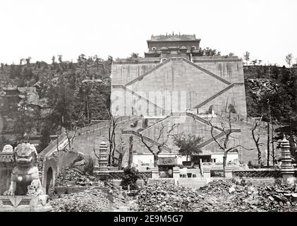 Late 19th century photograph - Destruction at the Summer Palace, Longevity Hill, Peking (Beijing) China, c.1870 Stock Photo