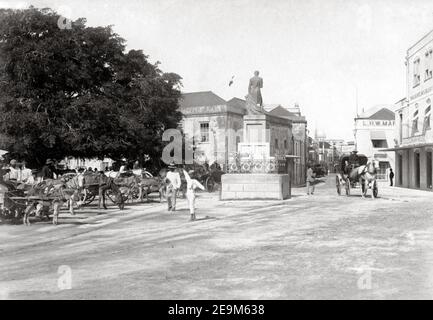 Late 19th century photograph - Broad Street, and Nelson statue, Bridgetown, Barbados, c.1900 Stock Photo