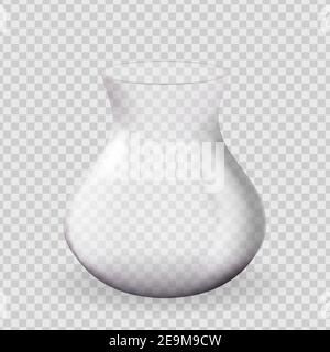 Realistic 3d Glass Vase design element on transparent background. Vector Illustration Stock Vector
