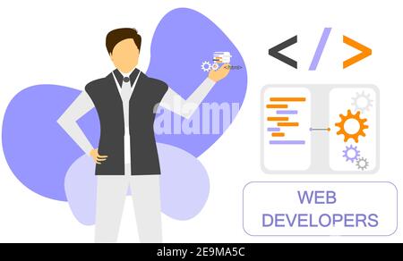 web developers illustration,website coder illustration,illustration 2021, web development,web designers,website illustrations,coding,website creators Stock Photo