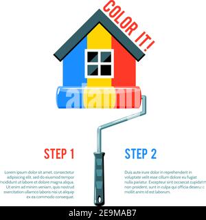 House icon painted in three colors with paint roller house improvement logo vector illustration Stock Vector