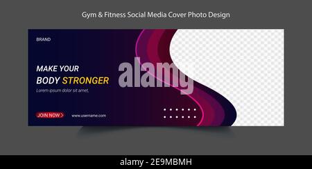 promotional Facebook cover and banner design template For Fitness and Gym Business Stock Vector