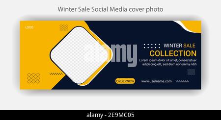 Winter Fashion Sale Social media Web Banner Cover photo Template Design. Digital Marketing Social Media cover page Presentation. Stock Vector