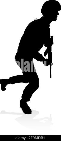 Soldier Detailed High Quality Silhouette Stock Vector