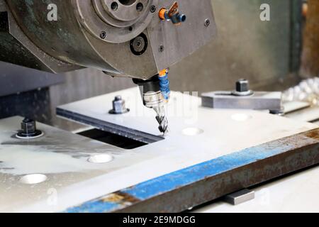 Metalworking with CNC milling machine Stock Photo