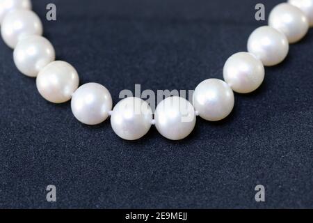 Pearl necklace in front of a dark background Stock Photo