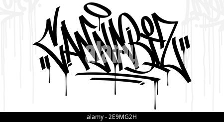 Graffiti Style Hand Written Word Cannabis Vector Illustration Art Stock Vector