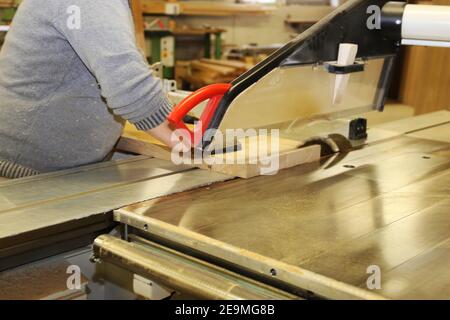 Joiner at work in his carpentry workshop Stock Photo