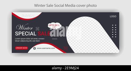 Winter sale Social Media Facebook Cover Photo Template Design Stock Vector