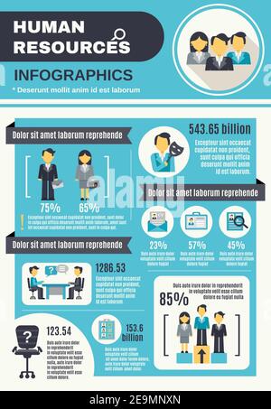 Human resources infographic set with business people organization information vector illustration Stock Vector