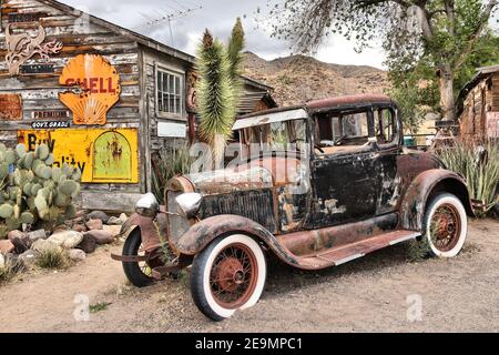 ARIZONA USA APRIL 2 2014 Old gas station at U.S. Route 66 in