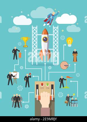 Business startup and successful professional company leadership concept vector illustration Stock Vector