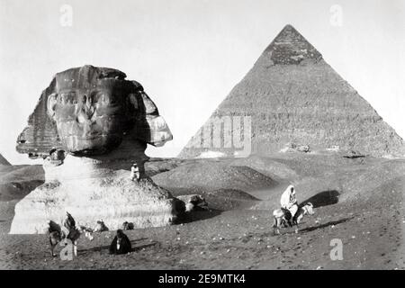 Archival vintage photo of Great Sphinx of Giza and and Great Pyramid of ...