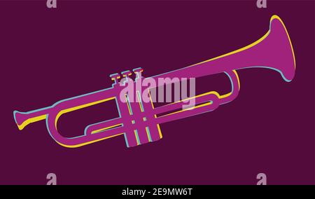 Trumpet brass instrument used in classical and jazz music Stock Vector