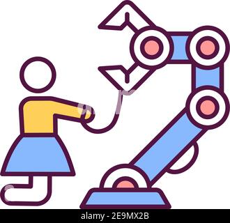 Artificial intelligence takeover RGB color icon Stock Vector