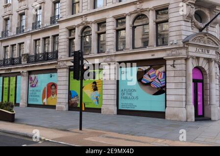 Large photographs on the windows of shops during the pandemic on Regent Street, London, UK Stock Photo