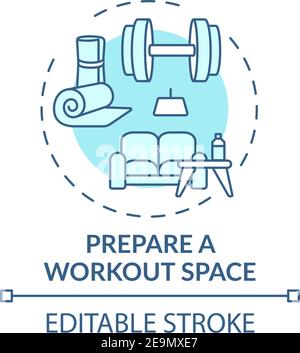 Preparing workout space concept icon Stock Vector