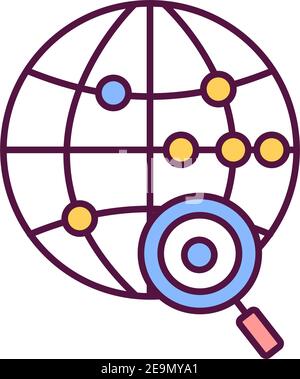 Global research RGB color icon Stock Vector