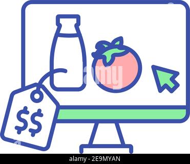 E commerce for farm food RGB color icon Stock Vector