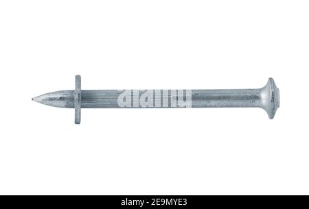 Steel dowel for construction gun isolated on white background Stock Photo