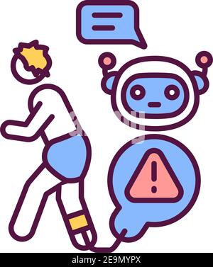 AI takeover RGB color icon Stock Vector