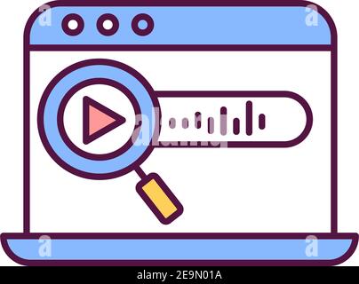 Voice message recognition on computer RGB color icon Stock Vector