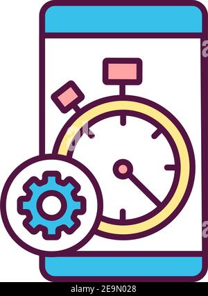 App session length RGB color icon Stock Vector