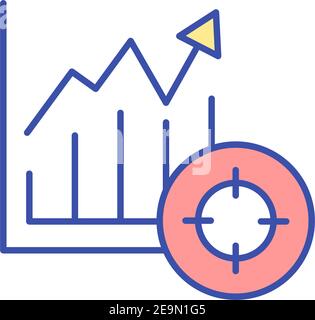 Increasing diagram RGB color icon Stock Vector