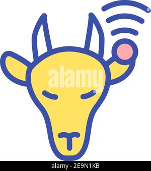 Goat with animal monitoring chip RGB color icon Stock Vector