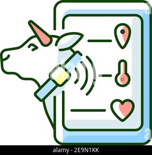Livestock monitoring RGB color icon Stock Vector