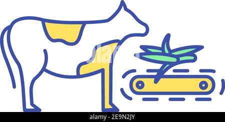 Feeding livestock RGB color icon Stock Vector