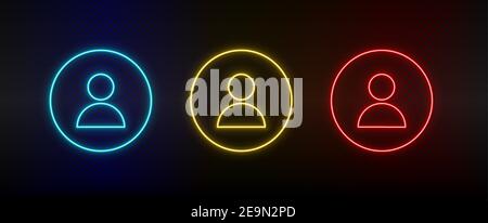 Neon icon set avatar, profile. Set of red, blue, yellow neon vector icon Stock Vector