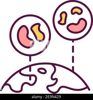 Disease mapping RGB color icon Stock Vector