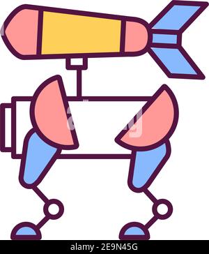 Autonomous weapon RGB color icon Stock Vector