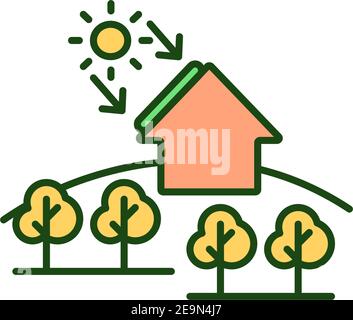 Residential solar panels RGB color icon Stock Vector