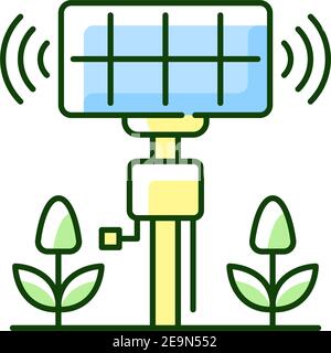 Smart agriculture sensors RGB color icon Stock Vector