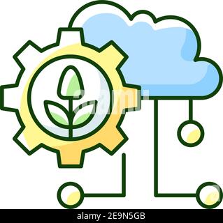 Cloud computing in farming RGB color icon Stock Vector