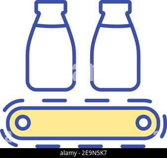 Milk manufacturing technology RGB color icon Stock Vector