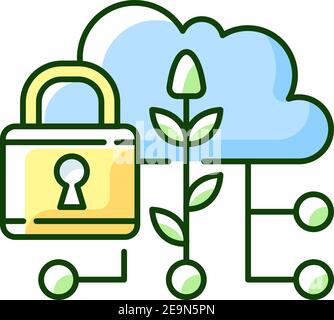 Data security in agriculture RGB color icon Stock Vector