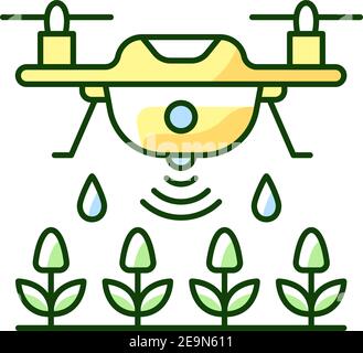 Farming drones RGB color icon Stock Vector