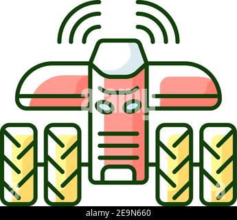 Driverless tractors RGB color icon Stock Vector