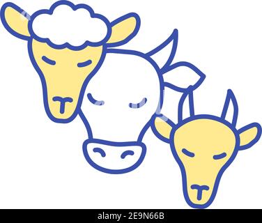 Livestock animals RGB color icon Stock Vector