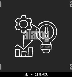 Identifying problems chalk white icons set on black background Stock Vector