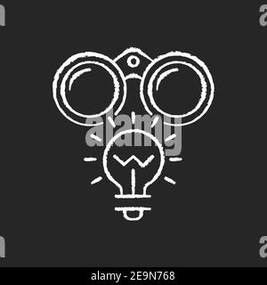 Fresh perspective chalk white icons set on black background Stock Vector
